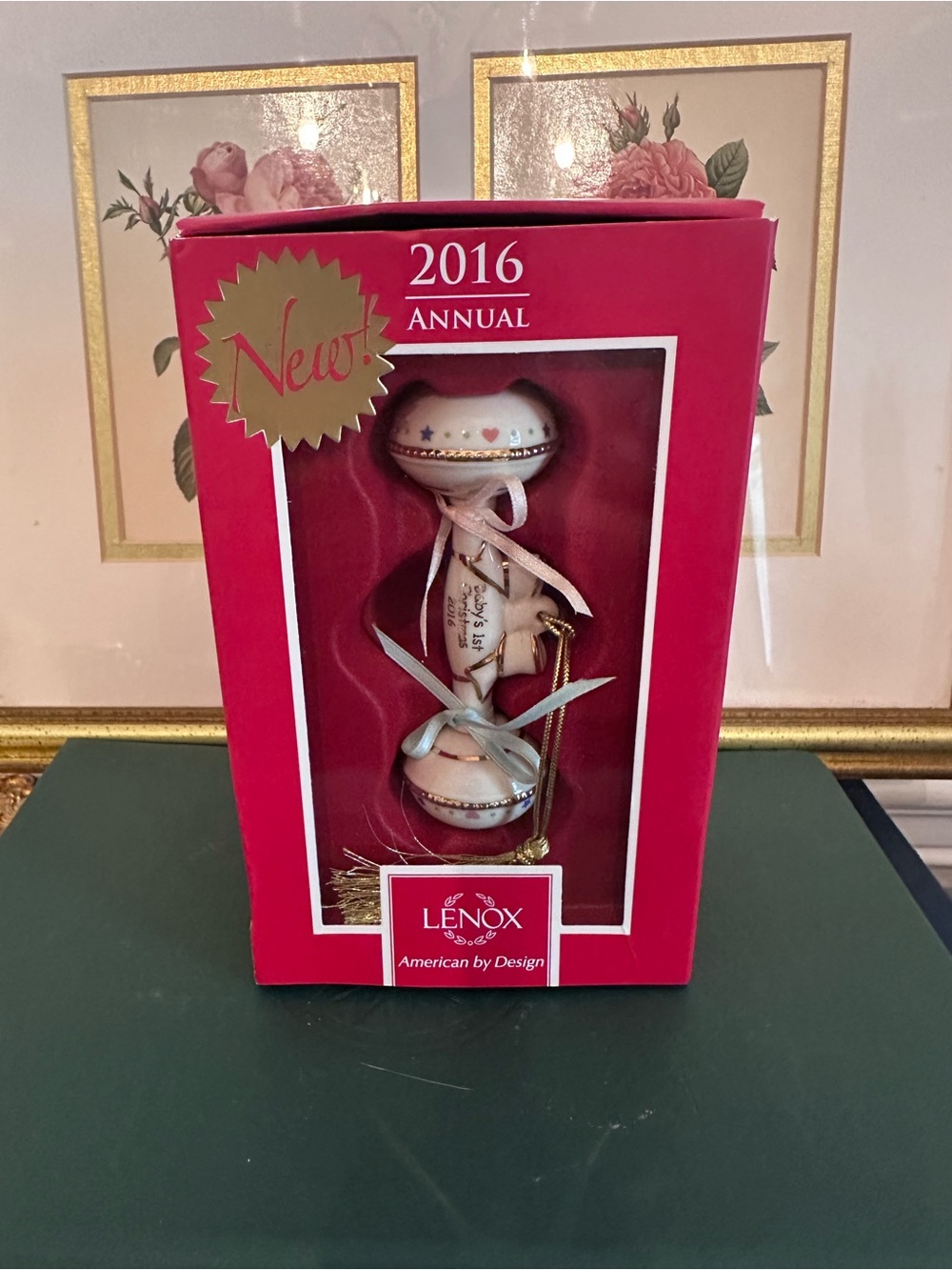 Lenox 2016 Annual Pink and White Ornament Baby’s First Christmas